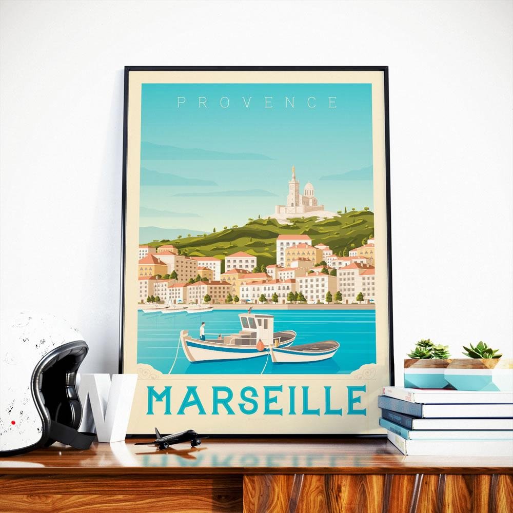 Vintage Marseille-poster | Poster Stad Marseille Provence Côte d'Azur Frankrijk