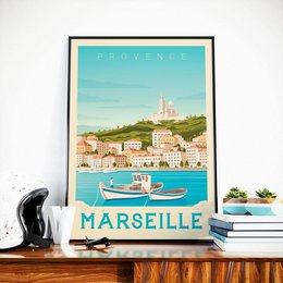 Vintage Marseille-poster | Poster Stad Marseille Provence Côte d'Azur Frankrijk