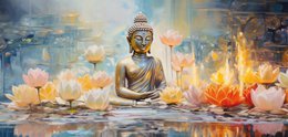Wandbild BUDDHA 33x70 cm – Leinwandbild Keilrahmen Deko modern