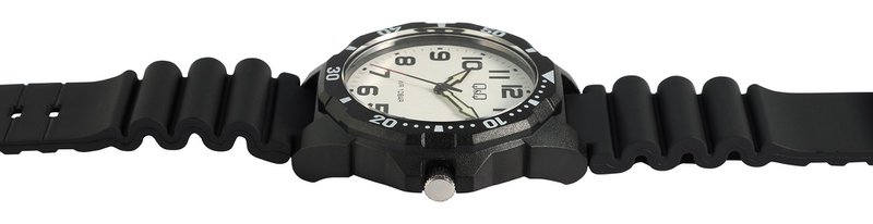 Q&Q men's watch, resin strap, Ø 43 mm, black/white