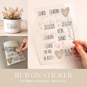 Rub Ons "LEHRER/IN", Stickerbögen, UV-DTF Aufkleber im A5 Format