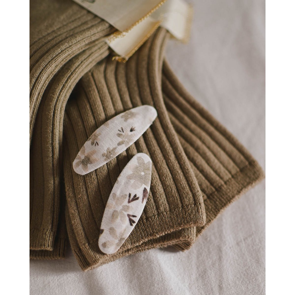 Ovale Haarspangen Boho Beige