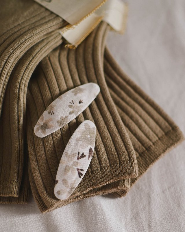 Ovale Haarspangen Boho Beige