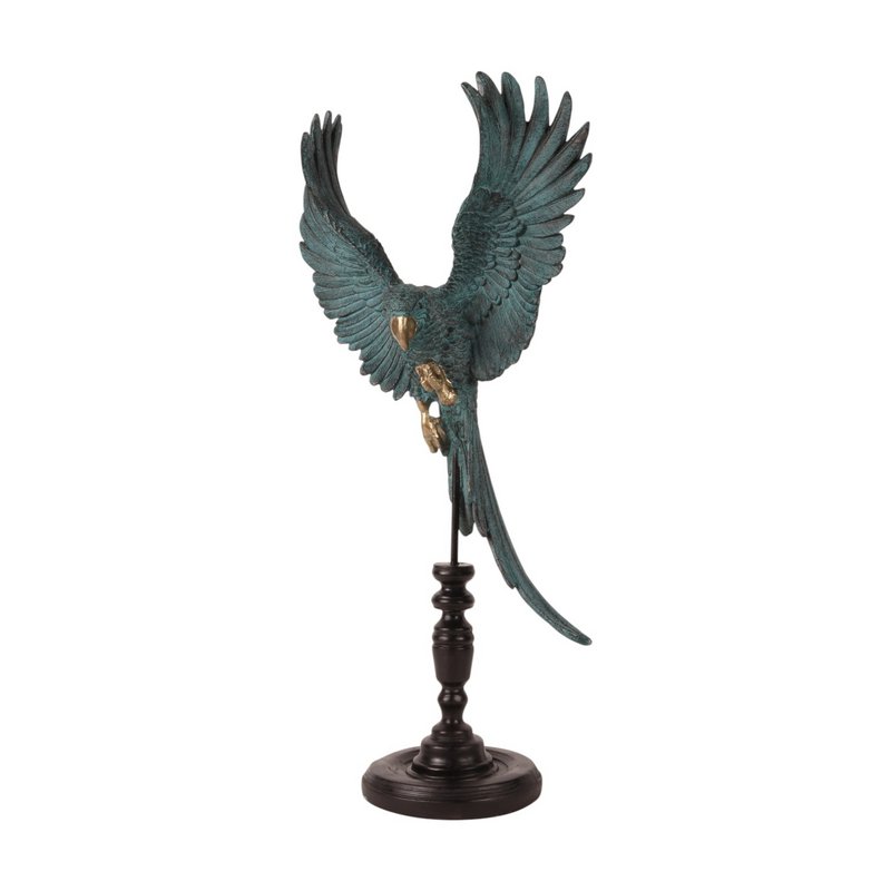 Parrot Figurine on Stand 52.5 cm - Blue - resin