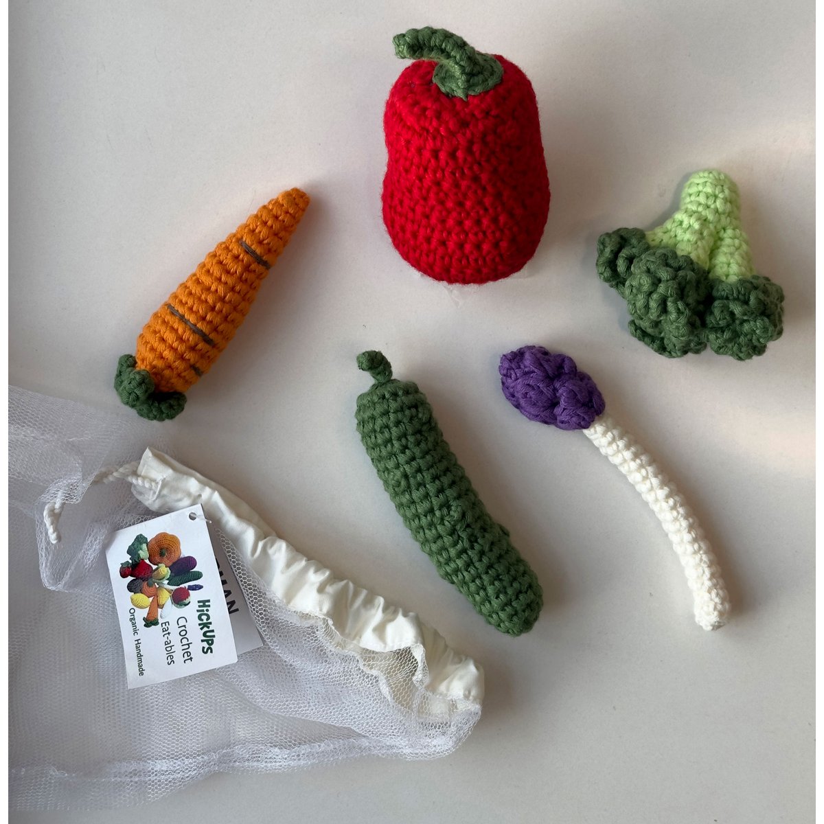 Juego de 5 verduras de crochet “Early Summer” para tiendas de comestibles y cocinas infantiles