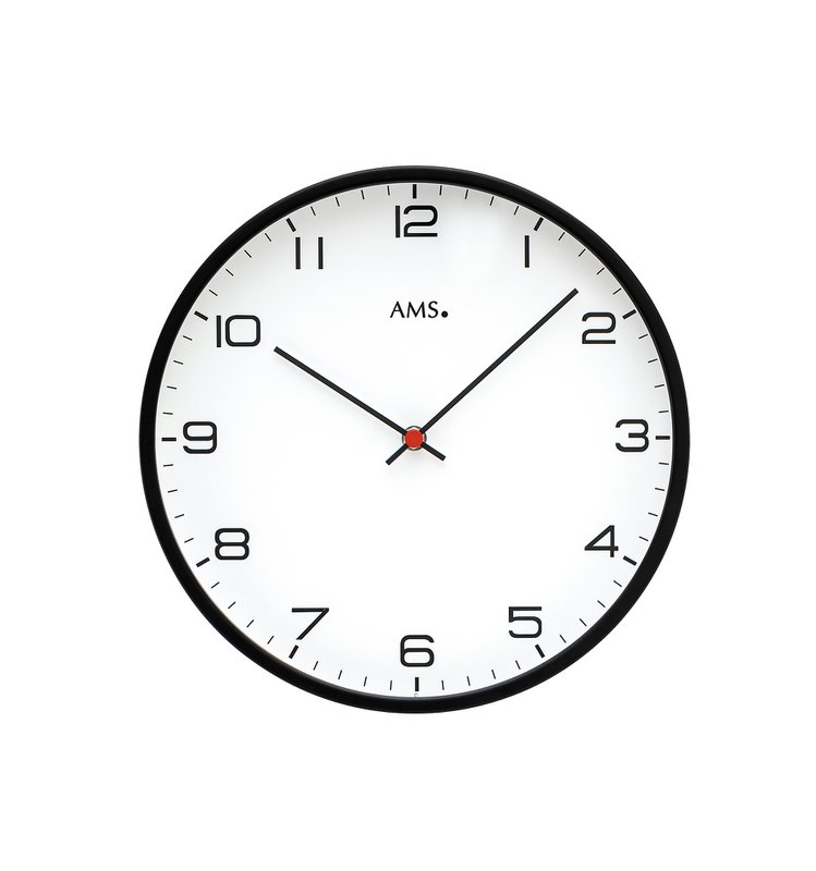 Orologio da parete AMS 9659 | Orologio da stazione bordo nero 30 cm