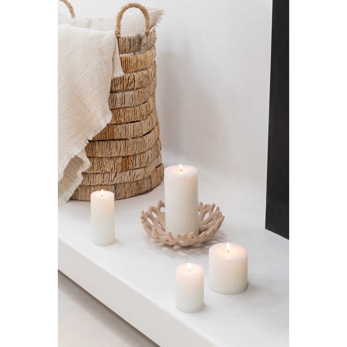 J-Line cilinderkaars - vanille - wit - large - 52U