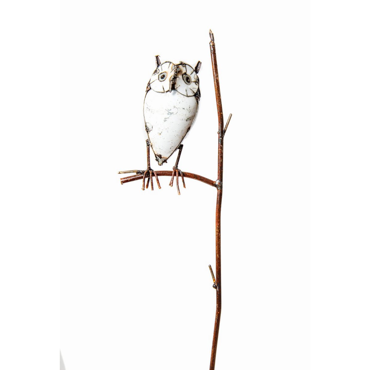 Zimba-Arts METAL WHITE OWL ON STICK