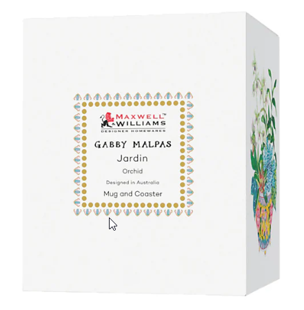 M&W Jardin Mug 300ml & Coaster, Orchid white, giftbox