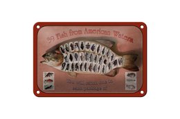 Tin Sign Fish 18x12cm 39 Fish from American Waters Decoration
