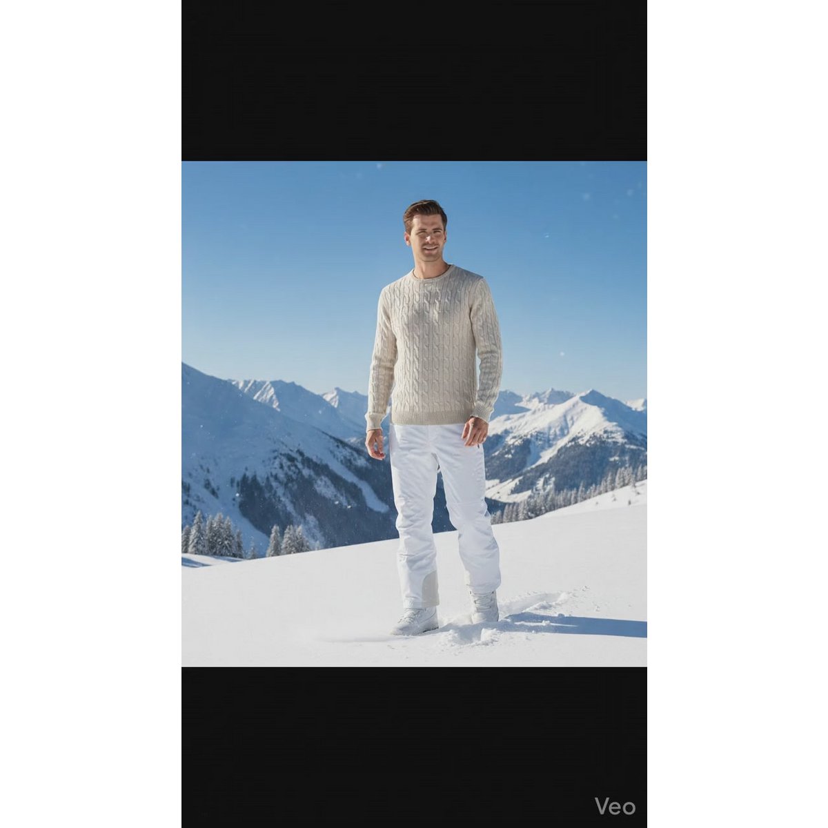 Maglione a trecce girocollo in cashmere bianco lana