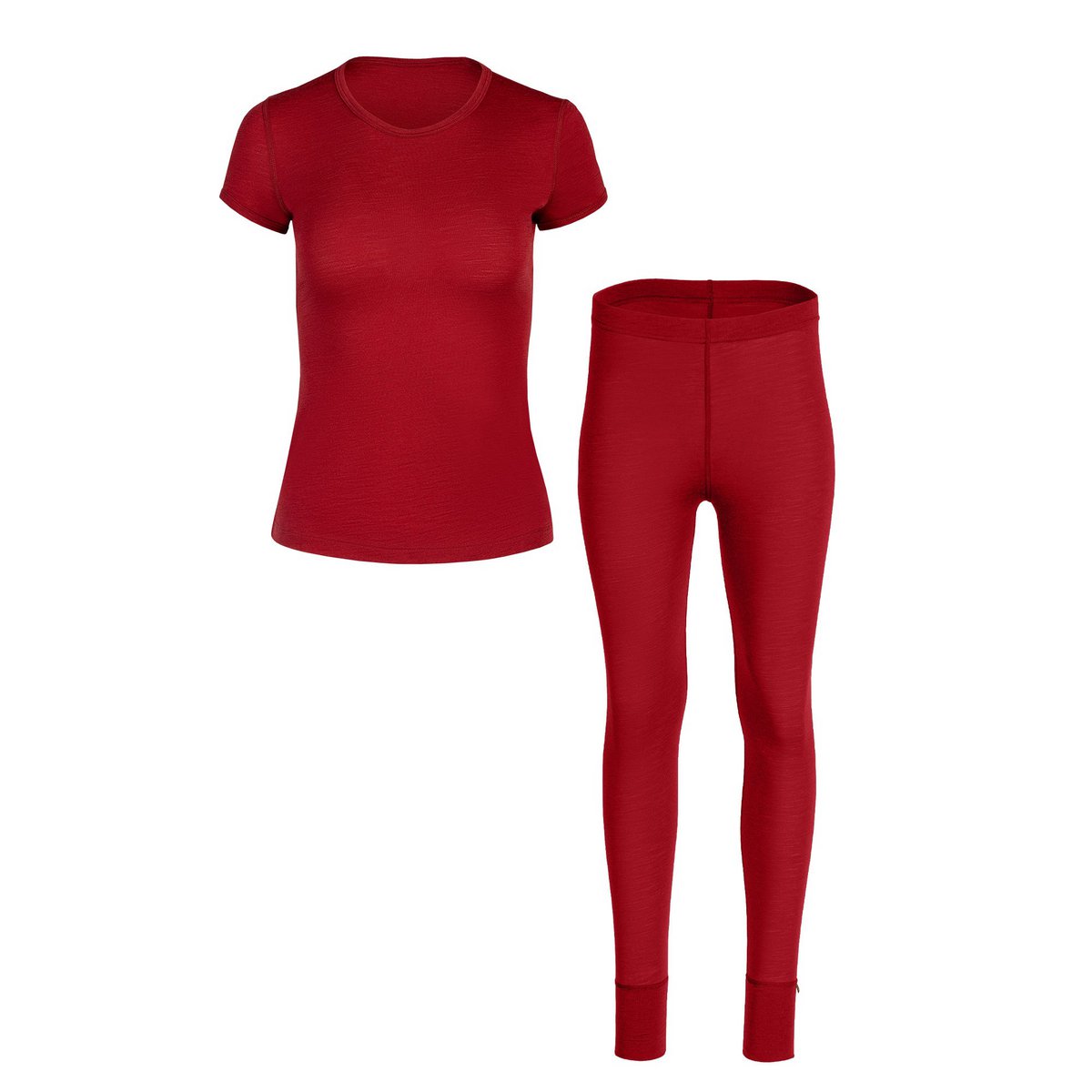 2-delige 160 Merino-set voor dames, met korte mouwen en onderkant Royal Cherry
