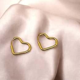 AIMÈ - Orecchini cerchietto a Cuore - Acciaio Placcato oro