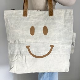ShopperBag happy face cinnamon (vintage light canvas) NEW