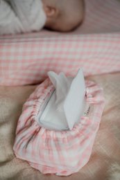 Coperchio di pad che cambia il pannolino Tisu, Gingham rosa