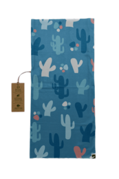 Bandana de polyester recyclé avec motif de cactus en bleu