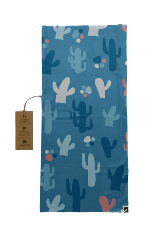 Bandana de polyester recyclé avec motif de cactus en bleu