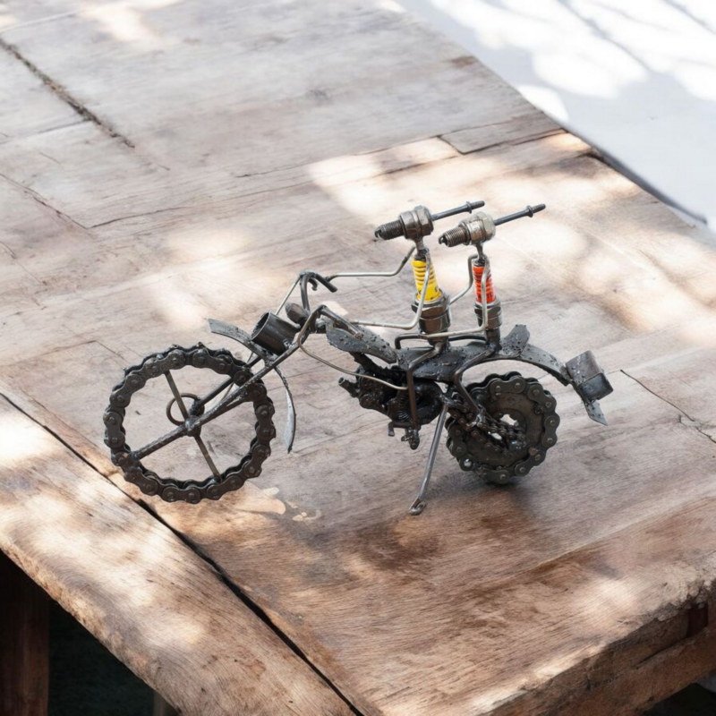 Motorcyclists: interior made from recycled spark plugs and motorcycle parts
