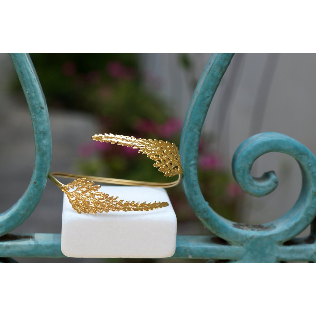 Gouden varenarmband, vergulde sterling zilveren sieraden, handgemaakte varenbladarmband, cadeau voor haar, verjaardagscadeau voor vrouwen