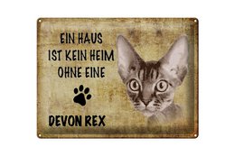 Metal sign saying 40x30cm Devon Rex cat without no home