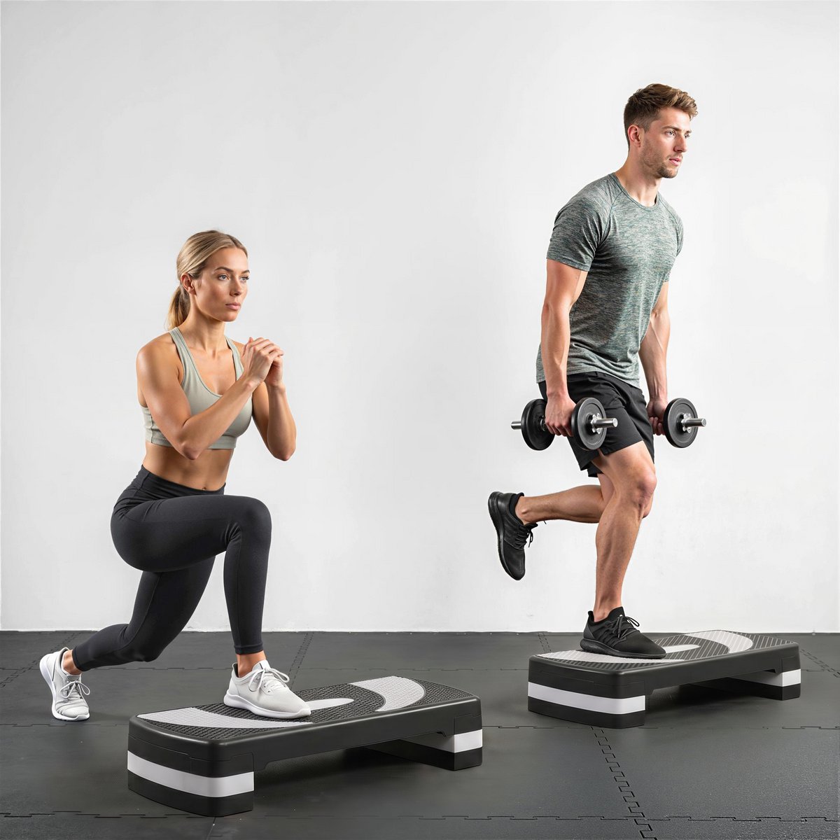 Aerobic stepper 3-stage height adjustable 80 x 31 x 20 cm black + gray