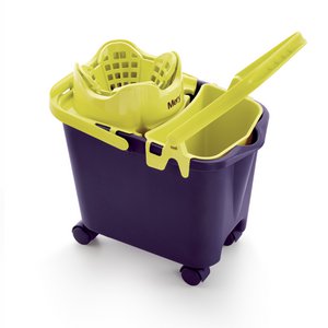 Cubo con ruedas + escurridor automático + mini cubo. 14 litros