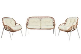 JUEGO SOFA 4 RATAN SINTETICO METAL 130X76X83 BEIGE MB212027