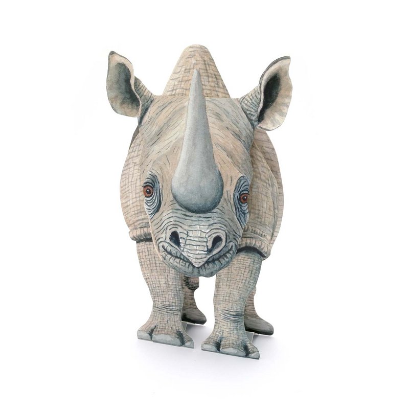 3D dyrekort "Rhino", lykønskningskort