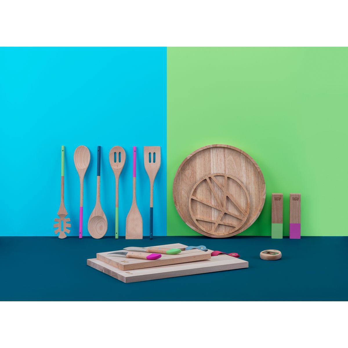 Rechteckiges Holzschneidebrett 35 x 25 cm Tasty Green