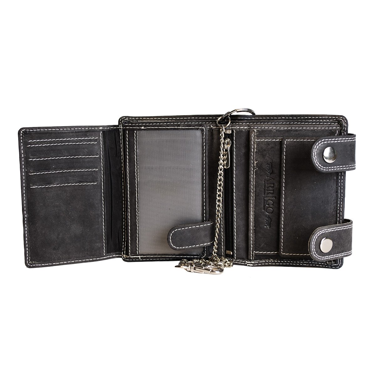 Cartera Hombre Piel Con Cadena Piel de búfalo negra