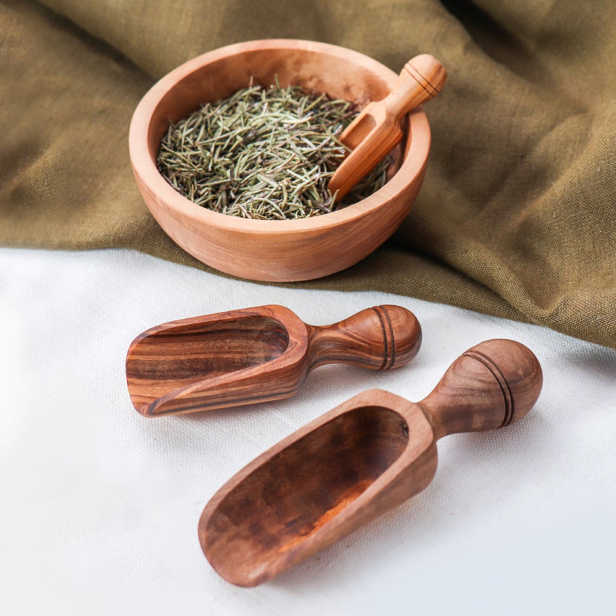 Handmade Olive Wood Scoop | Rustic Coffee & Spice Spoon