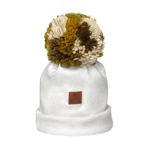 Winter hat ALPACA BOHO White Green M