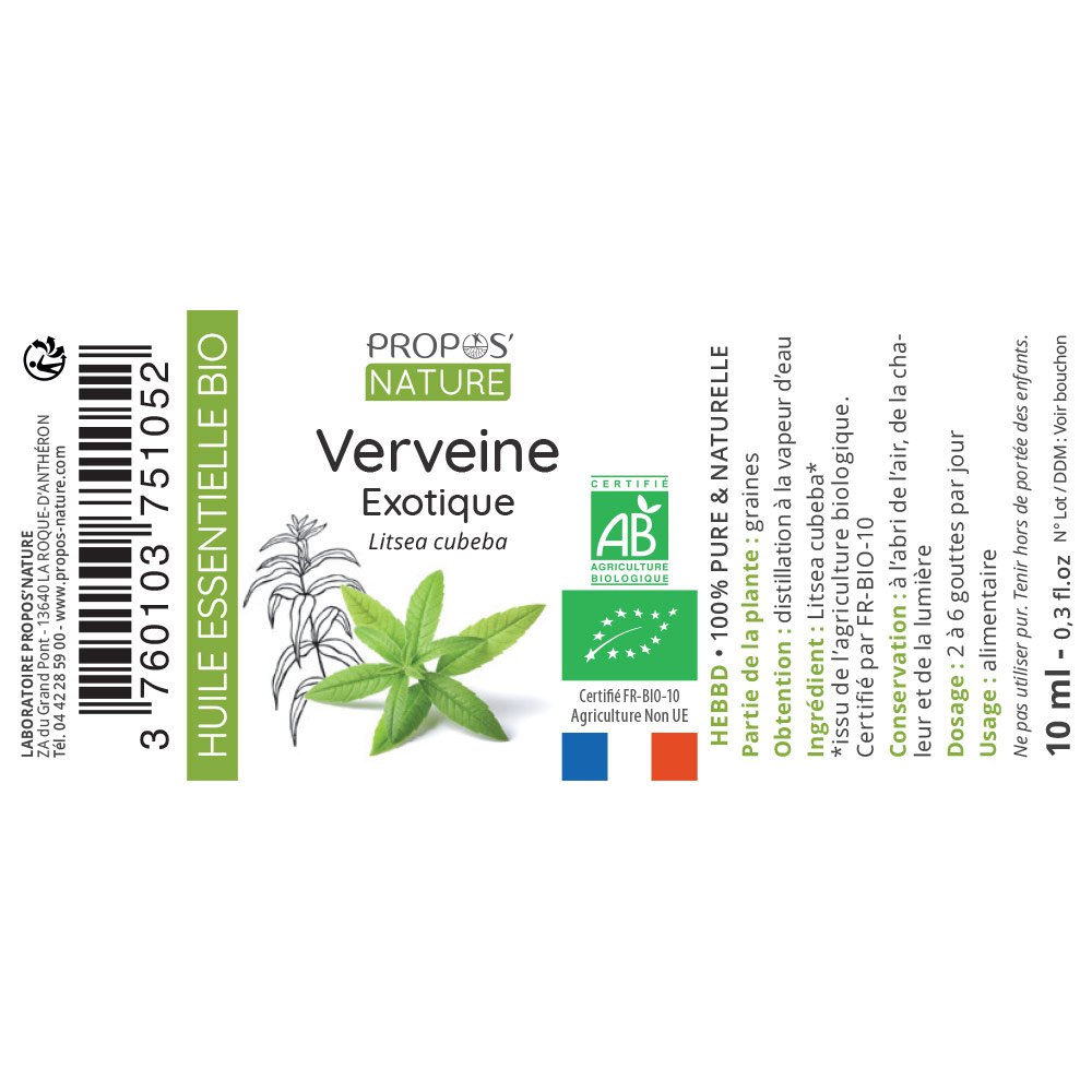 HUILE ESSENTIELLE DE VERVEINE EXOTIQUE BIO 10ML