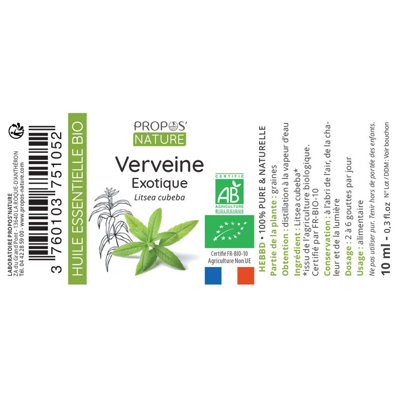 ØKOLOGISK EKSOTISK VERBENA ÆTERISK OLIE 10ML