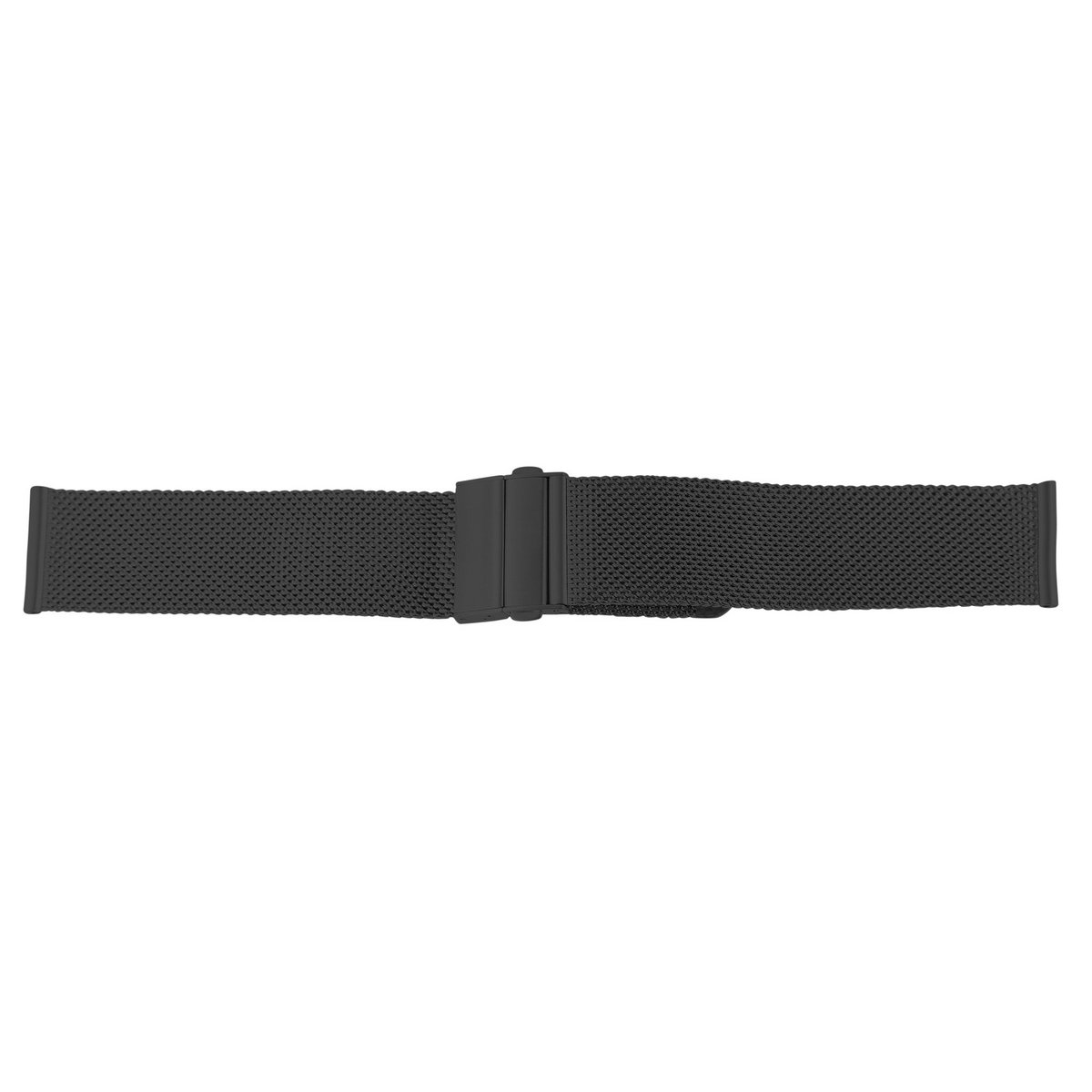 Stainless steel Milanese (quick release), folding clasp, black, 18 mm