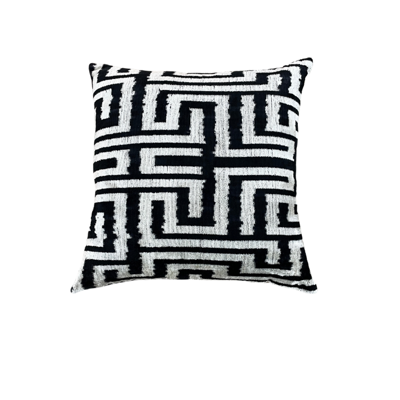 Velvet Ikat Cushion Labyrinth