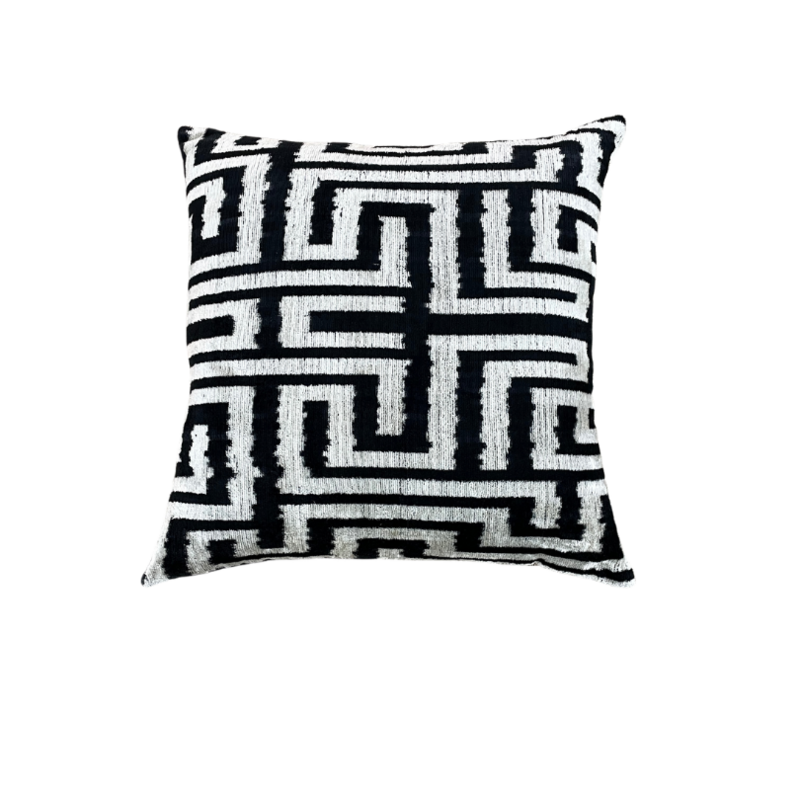 Velvet Ikat Cushion Labyrinth