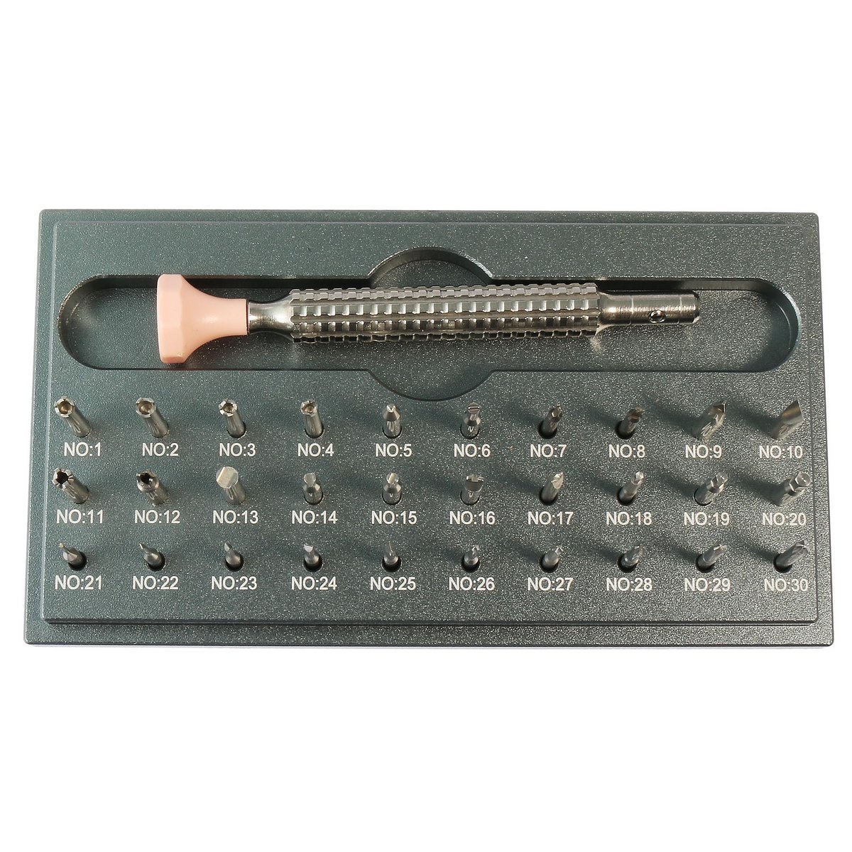 Set multifuncional con 30 accesorios para trabajos de relojería.