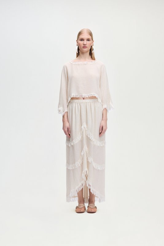 IKIKIZ natuurlijke TENCEL™ linnen asymmetrische rok