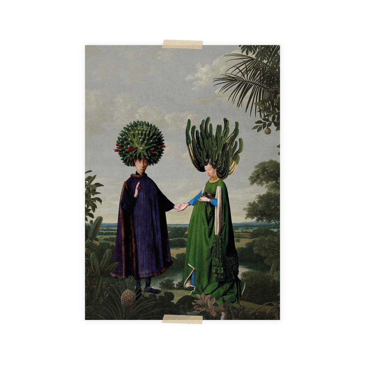 Postcard collage Museum-collectie - portret Arnolfini