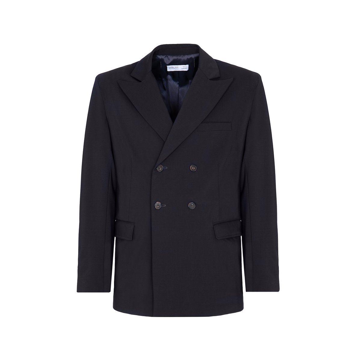 Blazer croisé en laine bleu marine Fabriqué en Italie