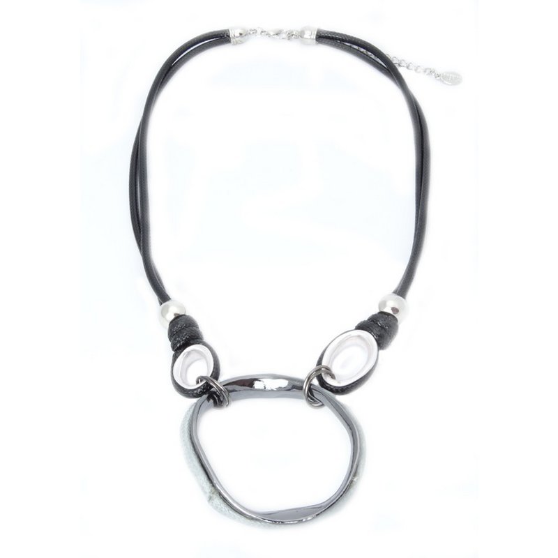 Collier court avec double cordon noir