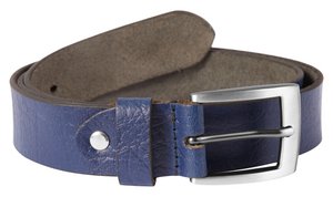 Leonardo Verrelli genuine leather belt, dark blue, can be shortened, 120 cm