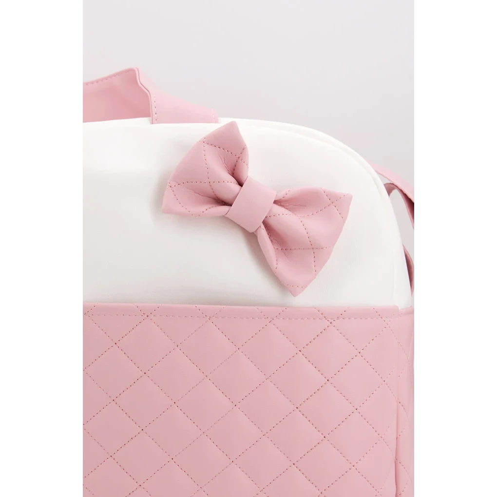 Sac de maternité matelassé pour bébé avec nœud, bleu