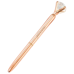 Rose gold ballpoint pen with a crystal-like accent on the top.