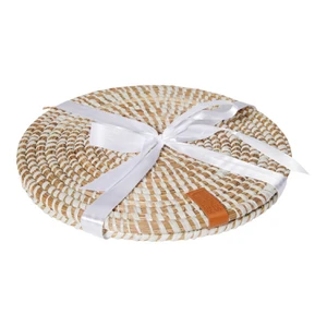 Placemats Ø 31 cm weiß und natürliche Kaisagras - 2 -Set von 2