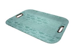 Tablette rectangulaire plate à poignée plate à poignée turquoise en cuir synthétique
