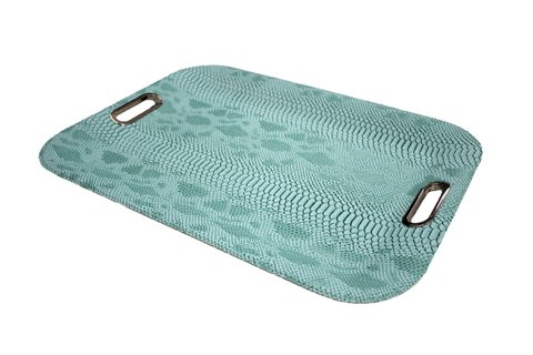 Tablet rechthoekig platte handvat reptiel turquoise synthetisch leer