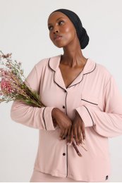 Set pigiama lungo in bambù rosa