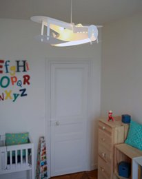 WHITE AIRPLANE CHILDREN'S HANGING LAMP